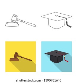 Vector design of law and lawyer logo. Set of law and justice stock symbol for web.