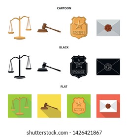 Vector design of law and lawyer logo. Set of law and justice vector icon for stock.