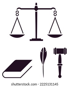 Vector design of law and lawyer logo. Set of law and justice vector icon silhouette