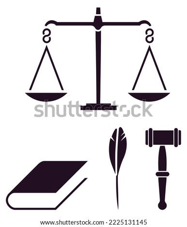 Vector design of law and lawyer logo. Set of law and justice vector icon silhouette