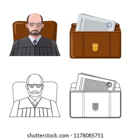 Vector design of law and lawyer sign. Set of law and justice stock symbol for web.
