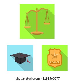 Vector design of law and lawyer sign. Set of law and justice vector icon for stock.