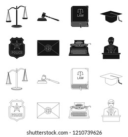 Vector design of law and lawyer sign. Set of law and justice vector icon for stock.