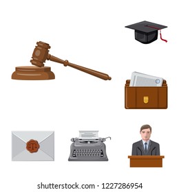 Vector design of law and lawyer sign. Set of law and justice stock vector illustration.