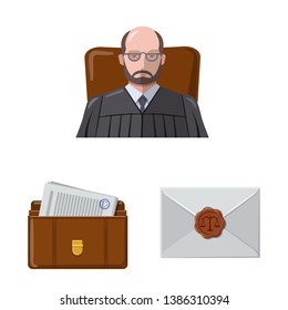Vector design of law and lawyer sign. Collection of law and justice stock vector illustration.