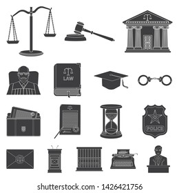 Vector design of law and lawyer sign. Set of law and justice vector icon for stock.