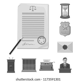 Vector design of law and lawyer symbol. Collection of law and justice stock vector illustration.