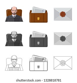Vector design of law and lawyer symbol. Set of law and justice stock symbol for web.