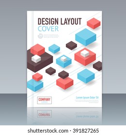 Vector design layout cover template , magazine, flyer or booklet in A4 size with triangle elements.