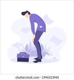Vector Design von Lazy Mann, gelangweilt, müde, Mann schlafen auf Sofa, fauler Geschäftsmann. Cartoon Flat Illustration