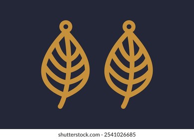 Vector design with leaf for earrings, pendant, keychain, necklace or bracelet. Jewelry silhouette laser cut template. Cnc cutting with metal, wood or leather. Bijouterie stencil