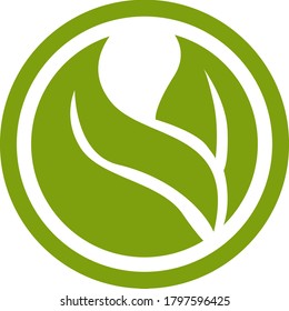 Vektordesign eines Leaf-Logos in Grün mit Circle Theme