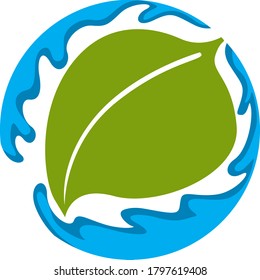 Vector Design of a Leaf Logo in Green and Blue with Circle Theme