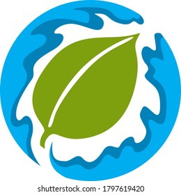 Vector Design of a Leaf Logo in Green and Blue with Circle Theme