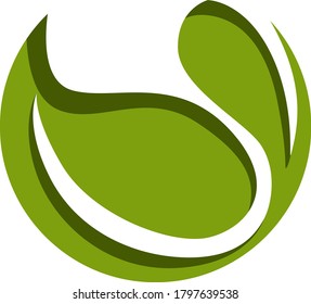 Vector Design of a Leaf Logo in Green  with Circle Theme