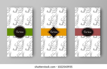 vector design of leaflet cover with print of octopus pattern