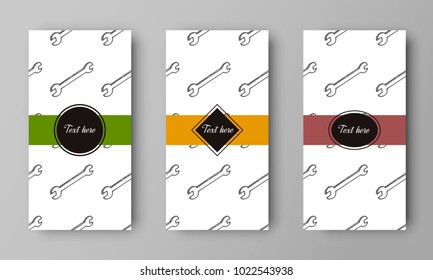 vector design of leaflet cover with print of wrench pattern
