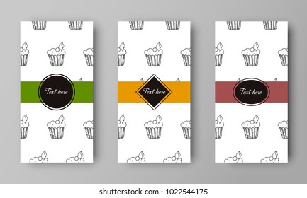 vector design of leaflet cover with print of cake with cherry pa