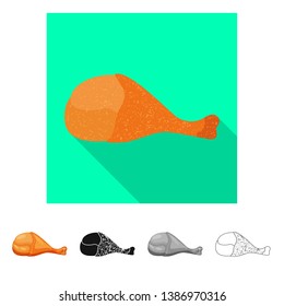 Vector design of leg and chicken icon. Set of leg and skin vector icon for stock.