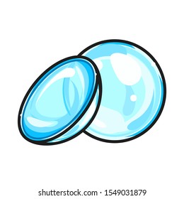 Vector design of lense and contact symbol. Graphic of lense and optical stock symbol for web.