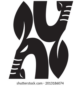 Diseño vectorial del logotipo de la letra N en forma de elefante y letra Y