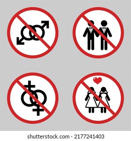 Vector design of LGBTQ+ signs in various shapes and symbols.