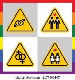 Vector design of LGBTQ+ signs in various shapes and symbols.