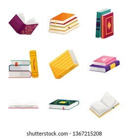 Vector design of library and bookstore  icon. Set of library and literature  stock vector illustration.