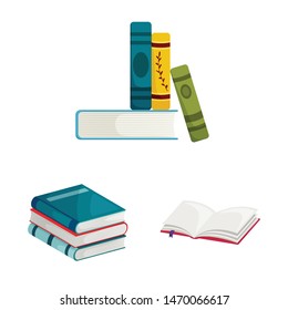 Vector design of library and bookstore icon. Set of library and literature stock symbol for web.