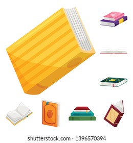 Vector design  library and bookstore  logo. Set  library and literature  vector icon  stock.