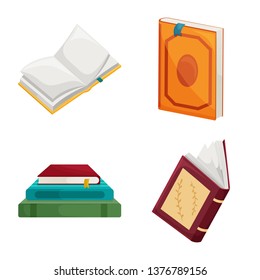 Vector design of library and bookstore  symbol. Set of library and literature  stock vector illustration.