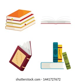 Vector design of library and bookstore symbol. Set of library and literature stock vector illustration.
