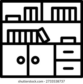 Estilo de ícone do gabinete da biblioteca de design de vetor