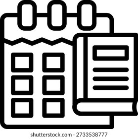 Estilo de ícone do calendário da biblioteca de design de vetor