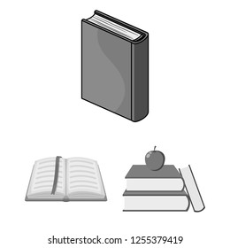 Vector design of  and  library  icon. Collection of  and textbook  stock symbol for web.