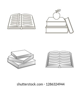 Vector design of  and  library  icon. Collection of  and textbook  stock vector illustration.