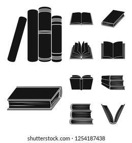 Vector design of library and textbook logo. Set of library and school vector icon for stock.