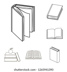 Vector design of library and textbook logo. Set of library and school stock symbol for web.