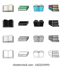 Vector design of library and textbook logo. Collection of library and school stock vector illustration.