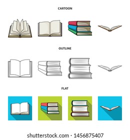 Vector design of library and textbook logo. Set of library and school vector icon for stock.