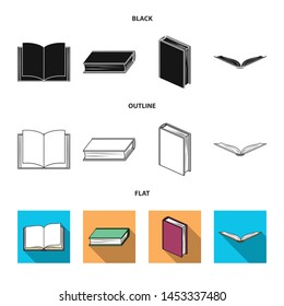 Vector design of library and textbook sign. Set of library and school vector icon for stock.