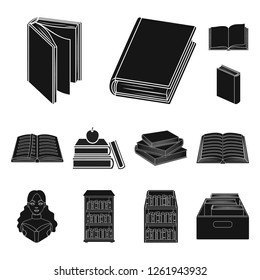 Vector design of library and textbook symbol. Collection of library and school stock symbol for web.