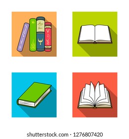Vector design of library and textbook symbol. Collection of library and school stock vector illustration.