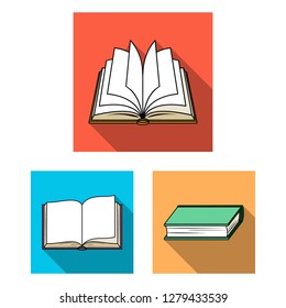 Vector design of library and textbook symbol. Collection of library and school stock symbol for web.