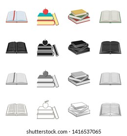 Vector design of library and textbook symbol. Set of library and school stock symbol for web.