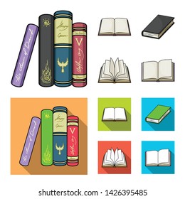 Vector design of library and textbook symbol. Set of library and school stock symbol for web.