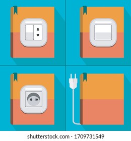 Vector design of life through books and sockets