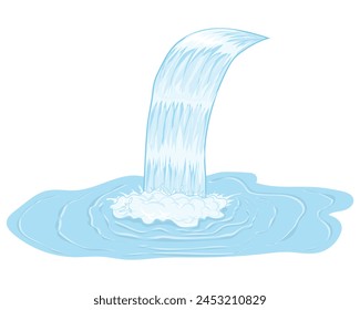 vector design of a light blue waterfall landscape illustration