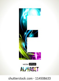 Vector design light effect alphabet. Easy customizable.  Letter E.