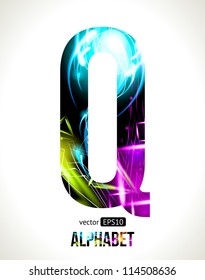 Vector design light effect alphabet. Easy customizable.  Letter Q.